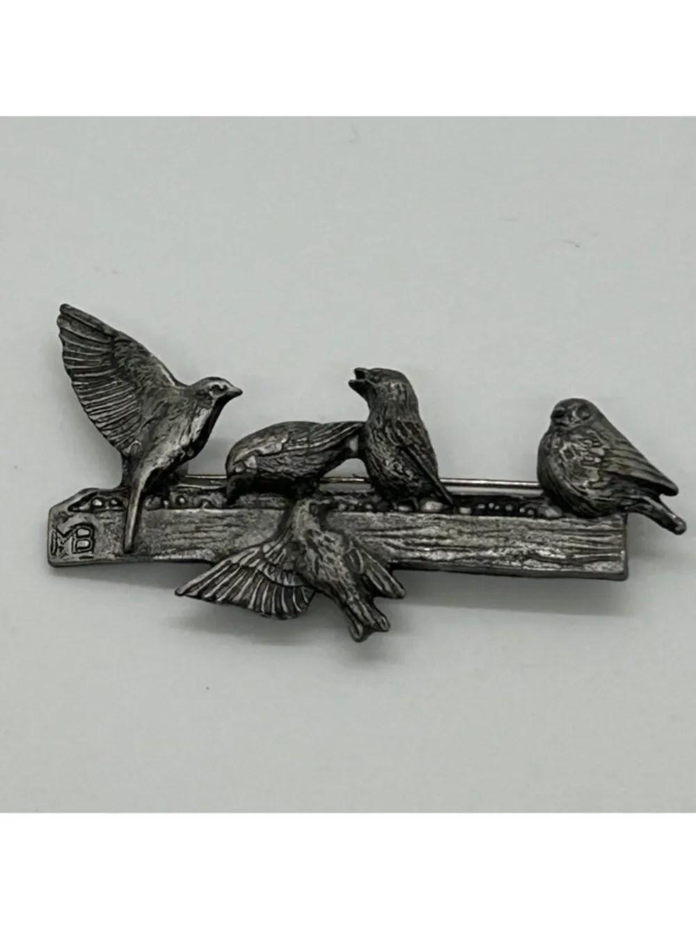 Pewter Bird Brooch M Bastian Vintage Pin 1999 Nature-Inspired Design